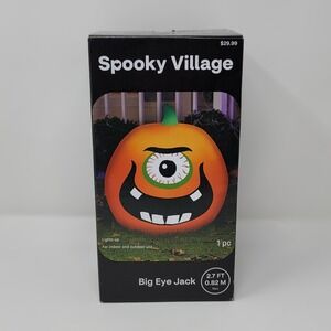 Spooky Village Big Eye Jack Inflatable Halloween Pumpkin 2.7 FT Orange Cyclops